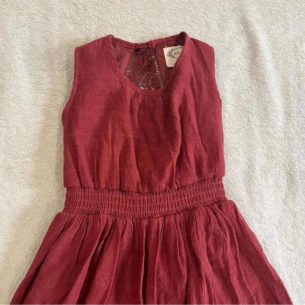 Joyfolie Mia Joy Girls Flowy Tiered Lace Gemma Dress in Mesa Rose Size 4